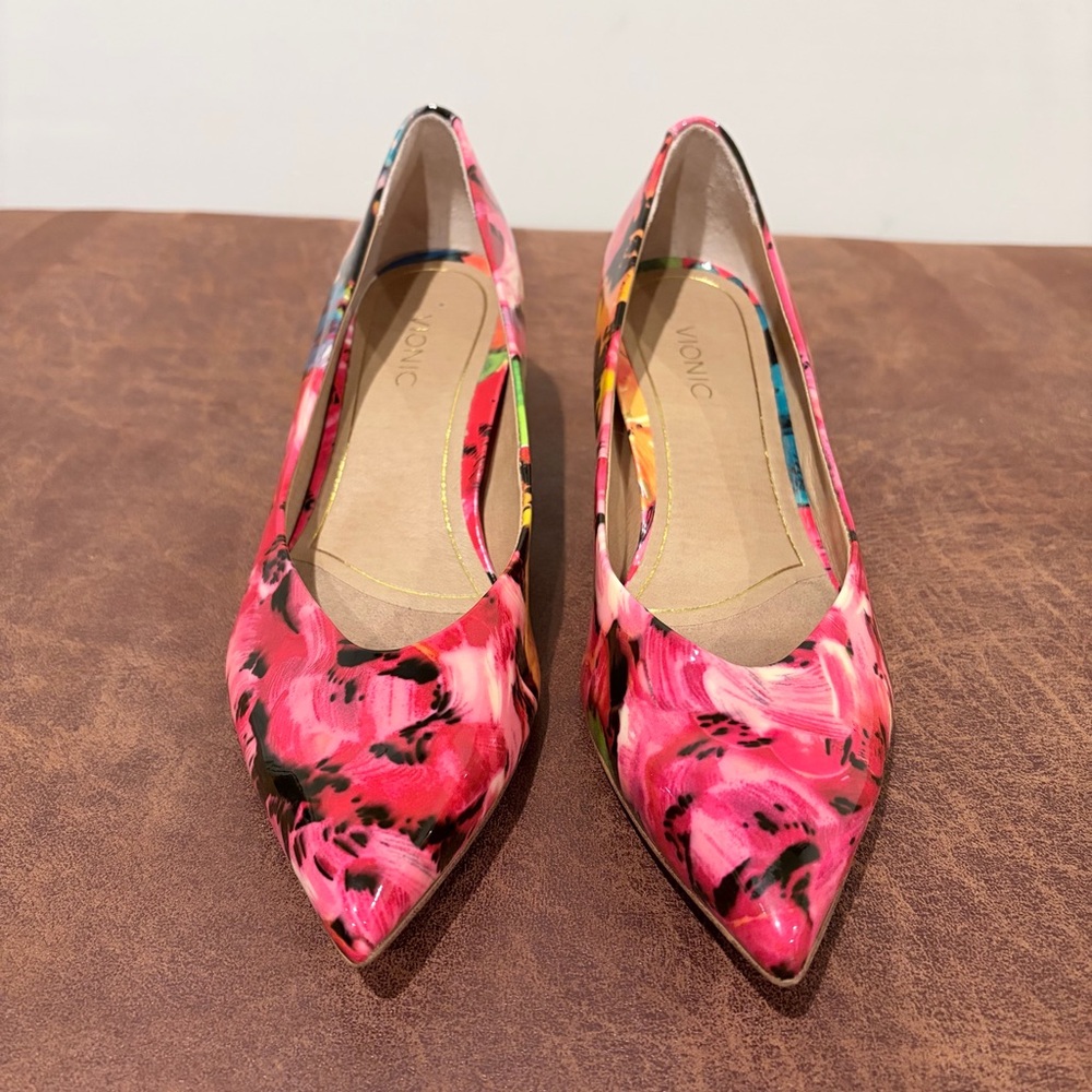 Vionic Josie Floral Kitten Heels 8.5 Pink Spring Statement Pumps Easter Spring - Picture 4 of 10